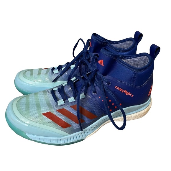 Adidas Damen Crazyflight X Mid Blue Sneakers Size 8.5 - Picture 1 of 10